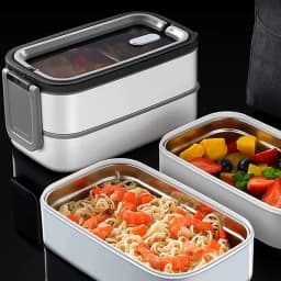 Thermal Lunch Box 2-Layer Meal Lunch Box With Handle Leak-Resistant Salad Bowl For School Travel Outdoor Work Camping