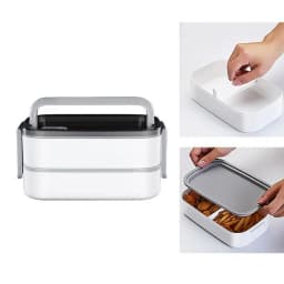 Thermal Lunch Box 2-Layer Meal Lunch Box With Handle Leak-Resistant Salad Bowl For School Travel Outdoor Work Camping