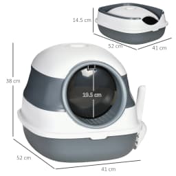 PawHut Foldable Cat Litter Tray Hooded Cat Litter Box w/ High Side