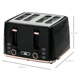 HOMCOM Toaster with 4 Slot, 7 Browning Levels, 1600W, Colourful Honeycomb