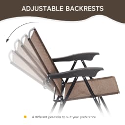 Outsunny 3 Piece Outdoor Bistro Set, Patio Conversation Furniture Set with 2 Folding Backrest Adjustable Armchairs