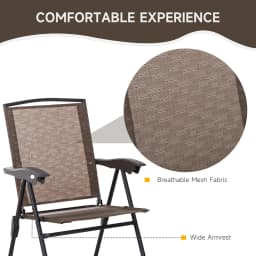 Outsunny 3 Piece Outdoor Bistro Set, Patio Conversation Furniture Set with 2 Folding Backrest Adjustable Armchairs