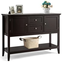 GOFLAME Console Sofa Table Narrow Entryway Table W/ 2 Drawers & 2 Storage Cabinets