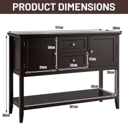 GOFLAME Console Sofa Table Narrow Entryway Table W/ 2 Drawers & 2 Storage Cabinets
