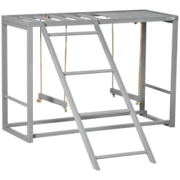 PawHut Chicken Activity Play Chicken Coop with Swing Set for 3-4 Chickens, Grey