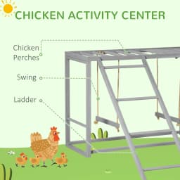 PawHut Chicken Activity Play Chicken Coop with Swing Set for 3-4 Chickens, Grey