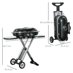 Outsunny Foldable 2 Burner Gas BBQ Grill Trolley w/ Side Shelves Storage Pocket