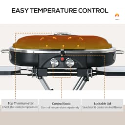 Outsunny Foldable 2 Burner Gas BBQ Grill Trolley w/ Side Shelves Storage Pocket
