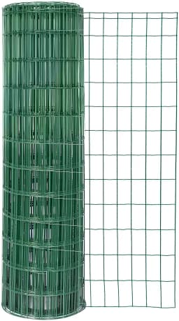 Green Wire Mesh Roll Green PVC Coated, 7.5cm x10cm Hole, 2mm Wire Thickness, for Window Guards Vegetable Crop Protection