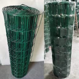 Green Wire Mesh Roll Green PVC Coated, 7.5cm x10cm Hole, 2mm Wire Thickness, for Window Guards Vegetable Crop Protection