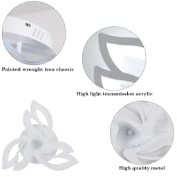 3 Heads Petal LED Ceiling Light, Modern LED Ceiling Lamp in Acrylic, LED Ceiling Lamp in Acrylic Ceiling Light 6500K