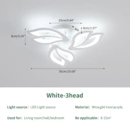 3 Heads Petal LED Ceiling Light, Modern LED Ceiling Lamp in Acrylic, LED Ceiling Lamp in Acrylic Ceiling Light 6500K