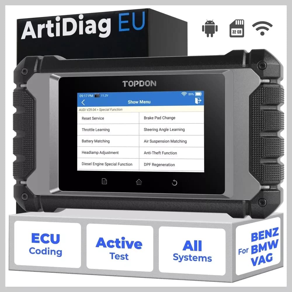 TOPDON ArtiDiag EU Bi-Directional Scanner Full-System Diagnostic Tool All Service Functions Active Test Lifetime Free Update