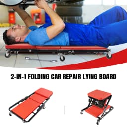 DayPlus 2-in-1 Folding Car Creeper 36" Mechanics Stool Padded Crawler Board with Extra Head Padding,360° Swivel Wheels For Home