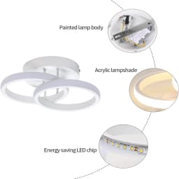 Modern Ceiling Lamp 22W Indoor Double Ring Warm White LED Ceiling Light 3000K Acrylic Metal Ceiling Light for Bedroom