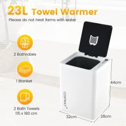 GOFLAME 23L Large Towel Warmer Bucket Home Towel Warmer w/0-90Min Timer-White