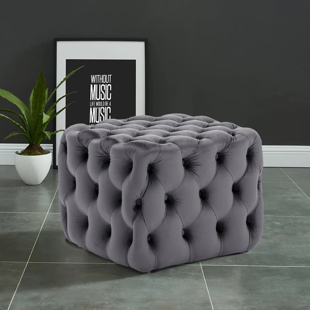 Modern multifunctional shoe changing stool square velvet cushion button footstool stylish home bedroom living room makeup stool