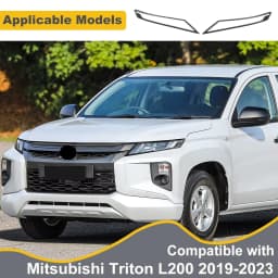 Matte Black Headlight Cover Surround Trim Guard For Mitsubishi Triton L200 2019-2023 MR Front Lamp Hood Car Exterior Accessories