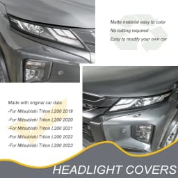 Matte Black Headlight Cover Surround Trim Guard For Mitsubishi Triton L200 2019-2023 MR Front Lamp Hood Car Exterior Accessories