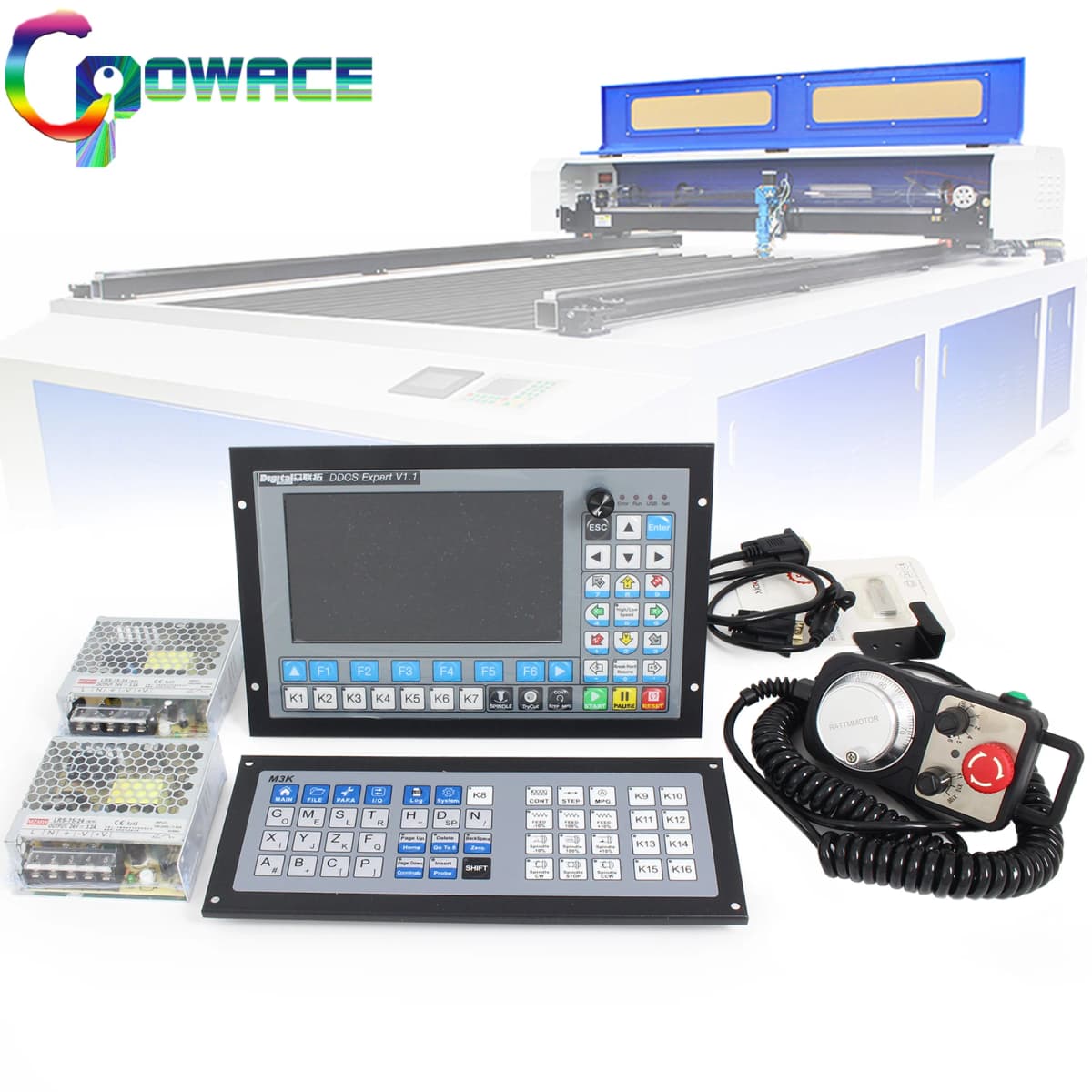 【EU Warehouse】  4 / 5 Axis CNC Controller PLC Offline DDCS Expert + Keyboard + MPG Handwheel + Emergency Stop