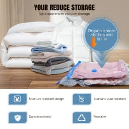 Vacuum Compression Storage Bags for Clothes, 12-Pack with Electric Pump - Reusable Space Saver Bags for Travel Space Saver Bags