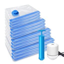 Vacuum Compression Storage Bags for Clothes, 12-Pack with Electric Pump - Reusable Space Saver Bags for Travel Space Saver Bags
