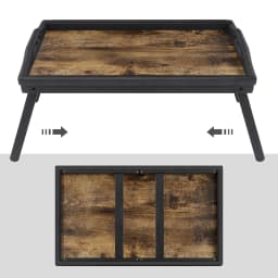 SONGMICS Bed Tray Table with Bamboo Folding Legs, Breakfast Tray for Sofa, Bed, Serving Snack Tray with Groove for Phone Tablet