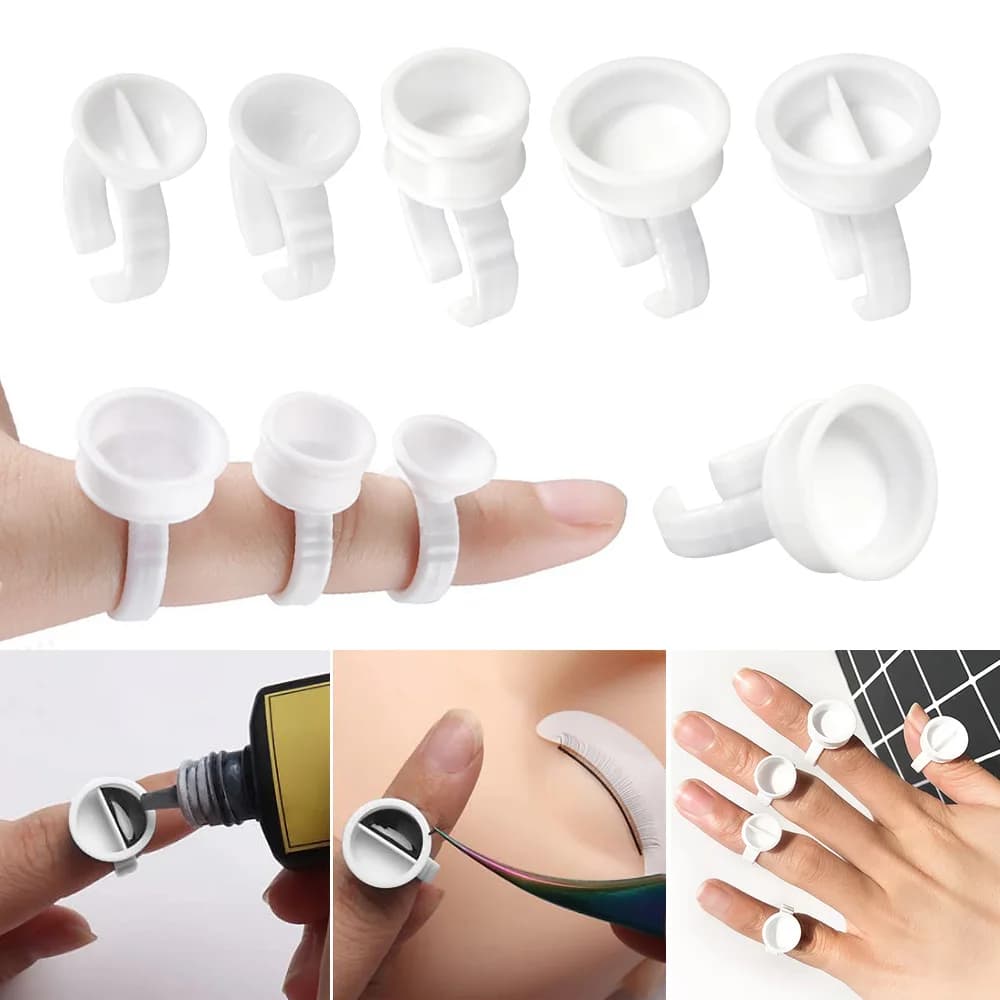 Microblading Glue Eyelash Extension Tattoo Ink Pigment Pallet Finger Ring Holder