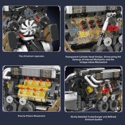 Mould King 10131 Technical Car Engine Toys The Motorized W16 Engine Building Block Assembly Engine Brick Kids Christmas Gift