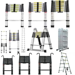 EFAN 2.6M-6.2M Telescopic Ladder Portable Loft Ladder, Aluminum Ladders Extendable Multifunctional Attic Ladders,150KG/330LBS