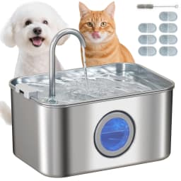 PawHut 3.2L Cat Water Fountain for Drinking Stainless Steel Ultra-Silent