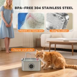 PawHut 3.2L Cat Water Fountain for Drinking Stainless Steel Ultra-Silent