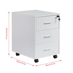 BonChoice 3 Drawers Mobile File Cabinets Pedestal Office Filing Cabinet with Rolling Casters