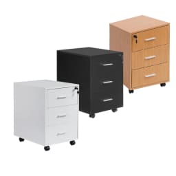 BonChoice 3 Drawers Mobile File Cabinets Pedestal Office Filing Cabinet with Rolling Casters