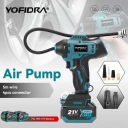YOFIDRA Electric Air Pump Tire Inflator High Pressure Digital Display Car Air Compressor Tool For Makita 18-21V Battery Pin