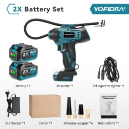 YOFIDRA Electric Air Pump Tire Inflator High Pressure Digital Display Car Air Compressor Tool For Makita 18-21V Battery Pin