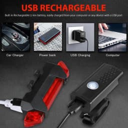 Podofo USB Rechargeable Bike Light Set Headlight Night Riding Lamp Warning Lamp Outdoor Bicycle Flashlight