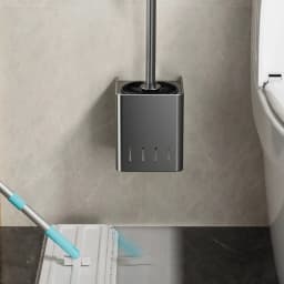 Bathroom Toilet Brush Holder Cleaning Tools Space Aluminum Wall Mounted No Drill Vertical Toilet Brush Bathroom Accessories