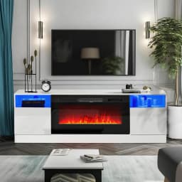 【Breeins】Recessed Electric Fireplace TV Stand with Closed Storage Home Decoration With Remote Modern