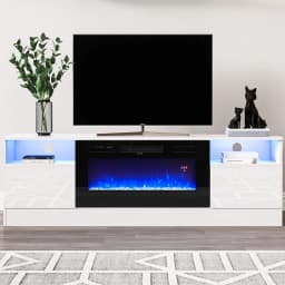 【Breeins】Recessed Electric Fireplace TV Stand with Closed Storage Home Decoration With Remote Modern