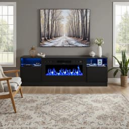 【Breeins】Recessed Electric Fireplace TV Stand with Closed Storage Home Decoration With Remote Modern