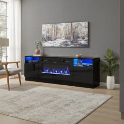 【Breeins】Recessed Electric Fireplace TV Stand with Closed Storage Home Decoration With Remote Modern