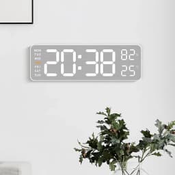 USB Powered Large Digital Wall Clock 9 Inch Temperature Humidity Week Auto Dimmer Table Clock Electronic LED Alarm Clock 12/24H