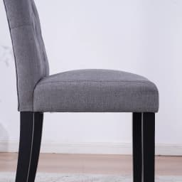 BonChoice 2x Grey Button Tufted High Back Dining Chairs Fabric Upholstered Room Kitchen