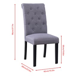 BonChoice 2x Grey Button Tufted High Back Dining Chairs Fabric Upholstered Room Kitchen