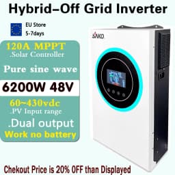Sako Sunon V 6.5Kva/6.2KW 48V Hybrid Solar Inverter,Built-in 120A MPPT,Pure Sine Wave,Work without battery,60-450vdc Pv Input