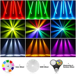 LeLeght 200W Moving Head 18-Facet Prism Stage Light 14CH DMX512 With Sound Activated for Parties Wedding Church Live Show Bar