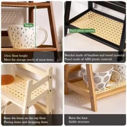2 Layer Bamboo Storage Rack for Kitchen Spice Caddy Shelf Desktop Cabinet Organizer Wooden Display Rack Coffee Bar Counter Shelf