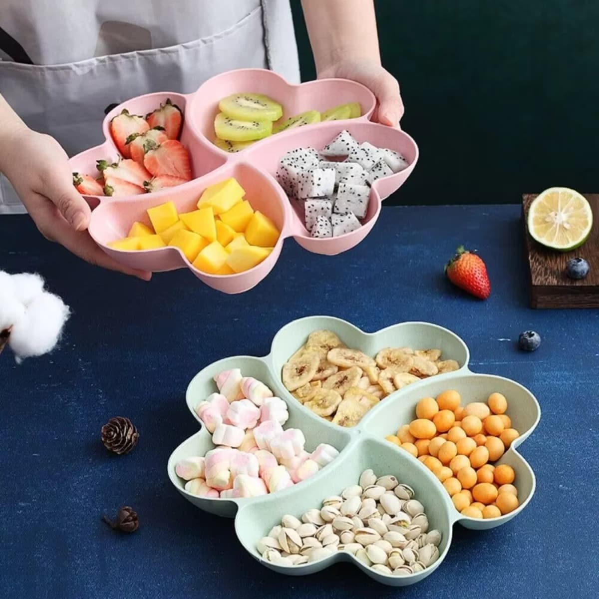 4 칸 전채 서빙 접시, 음식 보관 트레이, 스낵 서빙 접시