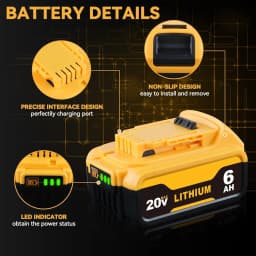 Vanon 2 Pack 18V DCB182 6.0Ah Lithium Ion Battery DCB14-XJ DCB20 DCB207 DCB208 Replace for DeWalt Battery pin UK Warehouse